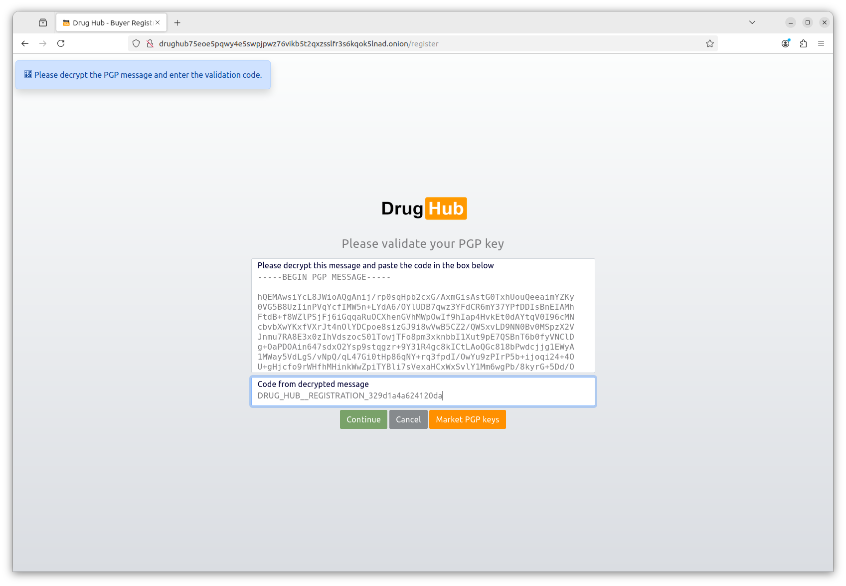 DrugHub Market PGP login